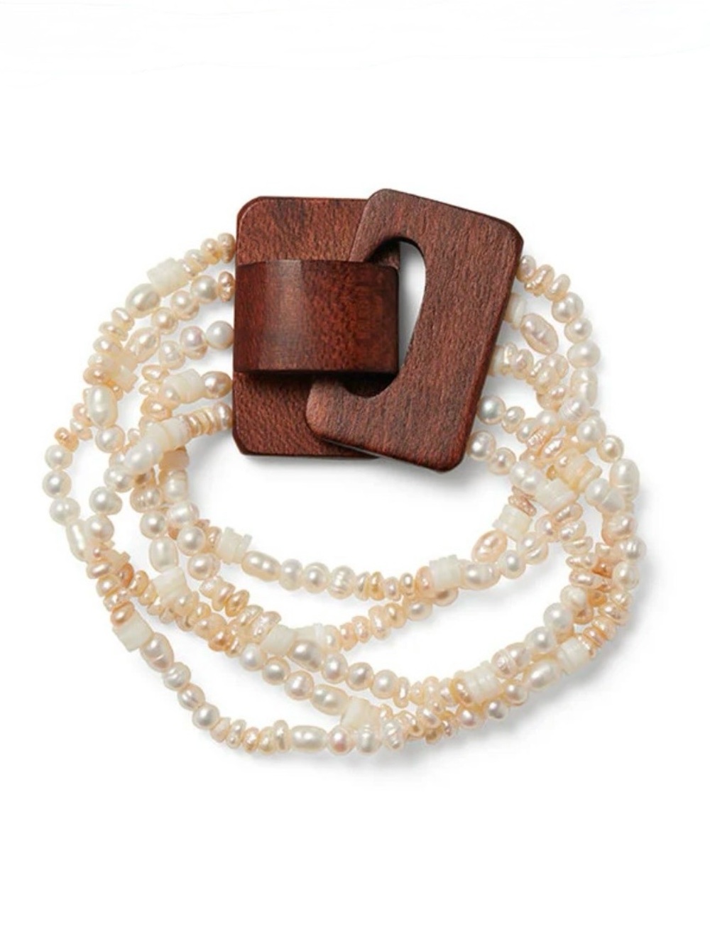 WeWoreWhat Freshwater Pearl Bracelet with Wood Closure. Brand new!